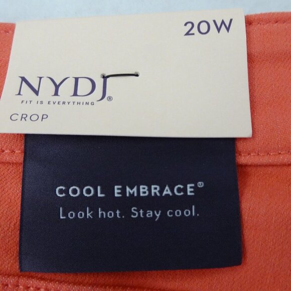 NYDJ Cropped Jeans Women's Plus Size 20W Pink Coral Denim Marilyn Straight - Picture 6 of 12